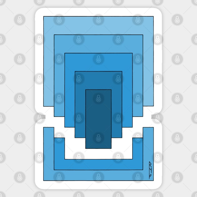 Rectangle Abstract in Blue Sticker by AzureLionProductions